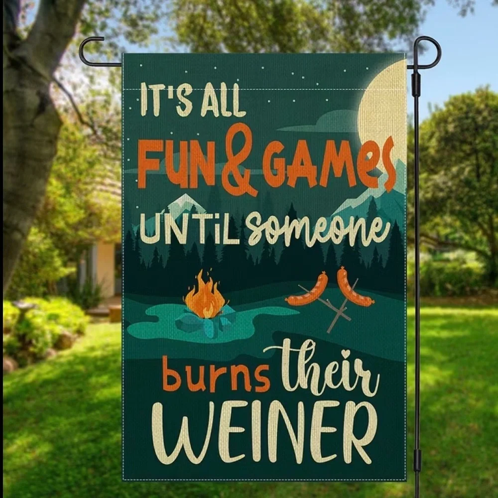 Garden Flag Wall Art Door Decor, NEW, Funny